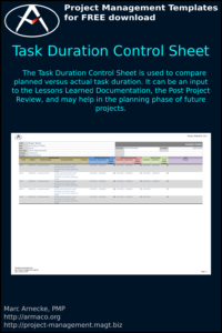 Task Duration Control Sheet Template