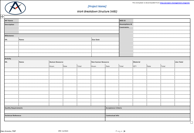 Download Work Breakdown Structure Template