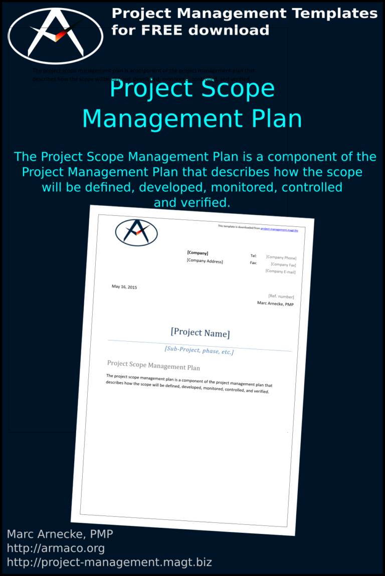 Download Project Scope Management Plan Template Pmbok World Of Project Management Marc